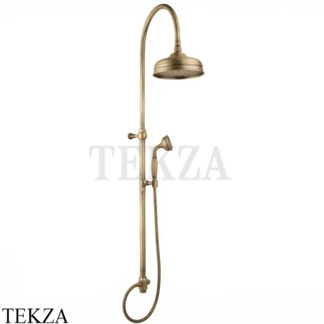 Nicolazzi Nuova Brenta Душевая стойка с верхним душем 20см, подвижный слайдер 5719WSBZ20, бронза classic