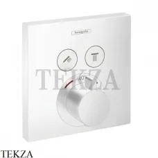 Hansgrohe ShowerSelect Термостат для душа на 2 потребителя, квадрат, внешняя часть 15763700, белый матовый