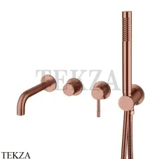 Boheme Uno Смеситель для ванны SET встроенный, с изливом и гарнитуром Uno 464-3-CB, Copper Brushed