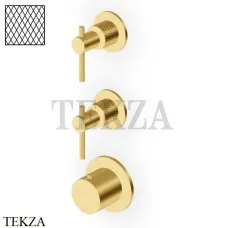 Zucchetti Helm Diagonal Термостат для душа на 2 потока, внешняя часть ZHL802.XP41G3, brushed gold PVD