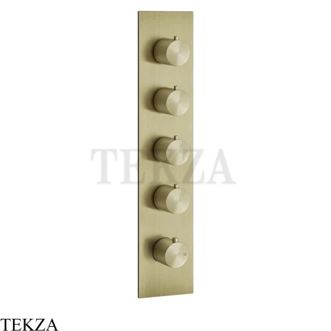 Gessi 316 WELLNESS Термостат 4 выхода на планке, внешняя часть 54518-727, Brushed Brass PVD