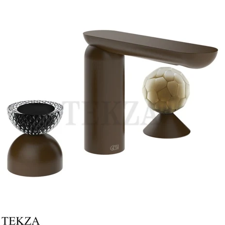 Gessi Perle Смеситель для раковины на 3 отв., без гарнитура 74748-845, бронза Dark Brush