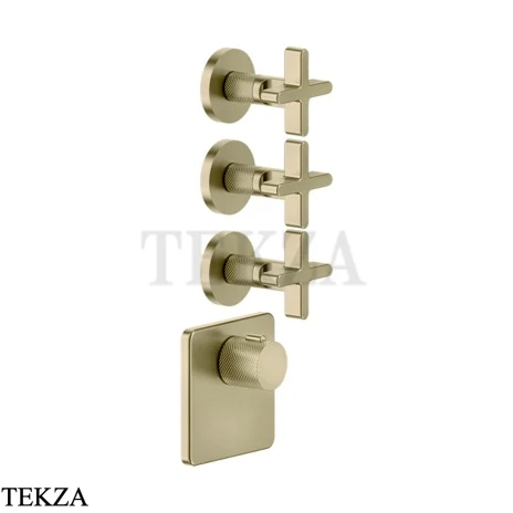 Gessi INCISO WELLNESS Термостат 3 выхода, внешняя часть 58346-727, Brushed Brass PVD