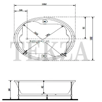 Gruppo Treesse PERLA Круглая акриловая ванна встраиваемая V6691, белый глянец