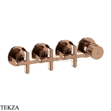 Gessi INCISO SHOWER Термостатический смеситель, 3 потока, внешняя часть 58436-030, Copper PVD