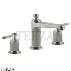 Gessi VENTI20 Смеситель для раковины на 3 отверстия средний, с донным клапаном 65012-149, Finox Brushed Nickel