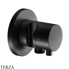 Keuco IXMO Comfort Вентиль запорный, 3 потока, с выводом шланга и держателем, круг, внешняя часть 59549371201, черный матовый