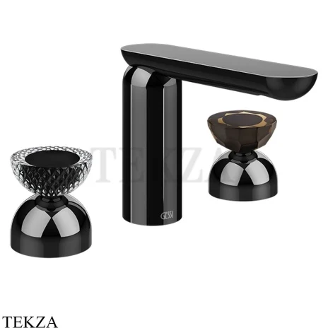 Gessi Perle Смеситель для раковины на 3 отв., без гарнитура 74786-706, black хром глянец