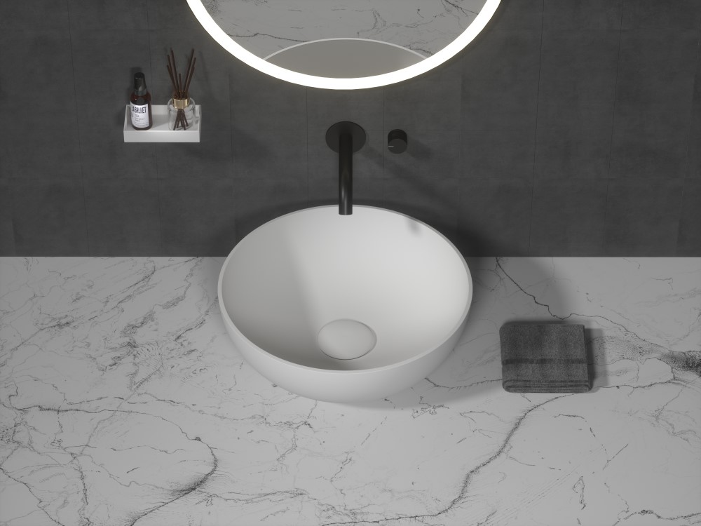 ARMADI ART FLAT Раковина накладная SLIM круглая без отверстия под смеситель 879-35, белый матовый