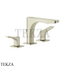 Gessi RILIEVO Смеситель для раковины 3 отверстия, с донным клапаном 59011-720, Nickel PVD