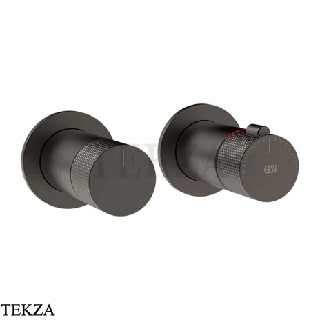 Gessi INCISO SHOWER Термостат для душа на 3 потока, внешняя часть 58138-707, Black Metal Brushed PVD