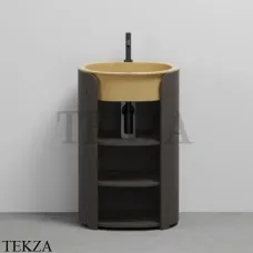 CIELO I Catini Tiberino Тумба отдельностоящая CAMTL, с 3-мя полками, слив в стену, Rovere grigio-Anemone