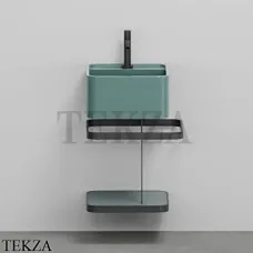 Cielo Les Petites Quadrato Консоль с раковиной LPLAQ35, керамическая полка, Smeraldo Cielo Les Petites Quadrato Консоль с раковиной LPLAQ35, керамическая полка, Smeraldo