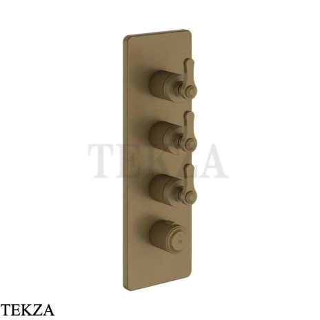 Gessi VENTI20 Термостат для душа, 3 потока, внешняя часть 65204-713, Antique Brass