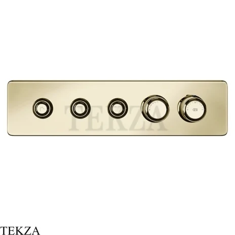 Gessi VENTI20 Термостатический смеситель на 3 потока с кнопками, внешняя часть 65224-710, Brass PVD