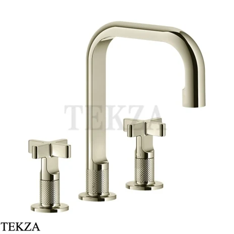 Gessi INCISO+ Смеситель для раковины, 3 отверстия, средний, без гарнитура 58114-720, Nickel PVD