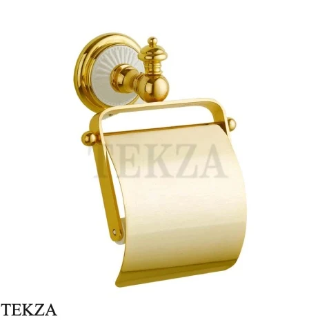 Boheme Palazzo Держатель туалетной бумаги с крышкой 10101, золото глянец, белая керамика