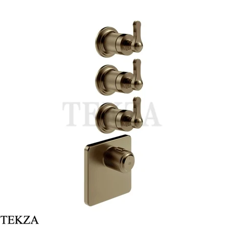 Gessi VENTI20 Термостат для душа, 3 потока, внешняя часть 65206-791, Deep Bronze Br. PVD