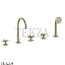 Fantini Icona Classic Смеситель на борт ванны с гарнитуром 53P6R065, Matt British Gold PVD