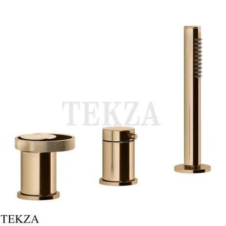 Gessi ANELLO Смеситель на борт ванны без излива, с гарнитуром 63347-735, Warm Bronze PVD