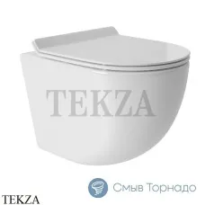 Aqueduto OVO Унитаз подвесной безободковый торнадо, сиденье c микролифтом OVOT0110, Белый глянец