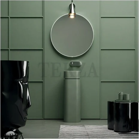 Kerasan Hako Раковина квадратная 30 см, на пьедестале, без отверстия, 554311, verde matte