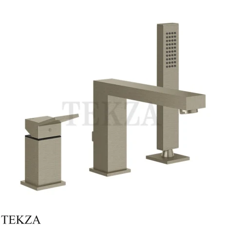 Gessi RETTANGOLO K Смеситель для ванны на 3 отверстия 53037-149, Finox Brushed Nickel