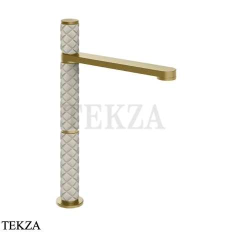 Gessi Pelle Tresse Смеситель для раковины высокий, с донным клапаном 78253-435, Crème/ Brass Br. PVD