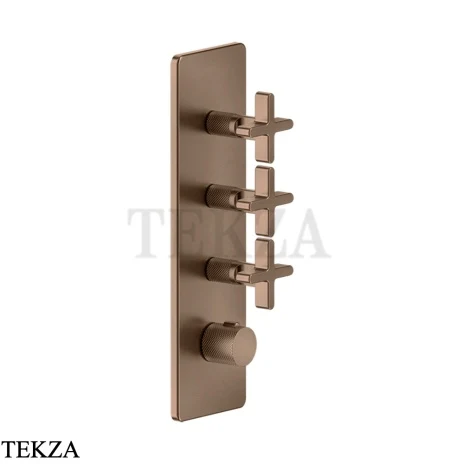 Gessi INCISO WELLNESS Термостат 3 выхода, внешняя часть 58226-708, Copper Brushed PVD