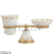 Migliore Provance Стакан и мыльница настольные, керамика с декором 17712, золото глянец Migliore Provance Стакан и мыльница настольные, керамика с декором 17712, золото глянец
