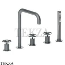 Fantini FONTANE BIANCHE Смеситель на борт ванны, с душевым гарнитуром 47P5P065, Matt Gun Metal