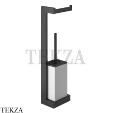 Gessi Rettangolo Стойка настенная с бумагодержателем и ершиком, белый 20867-187, Aged Bronze