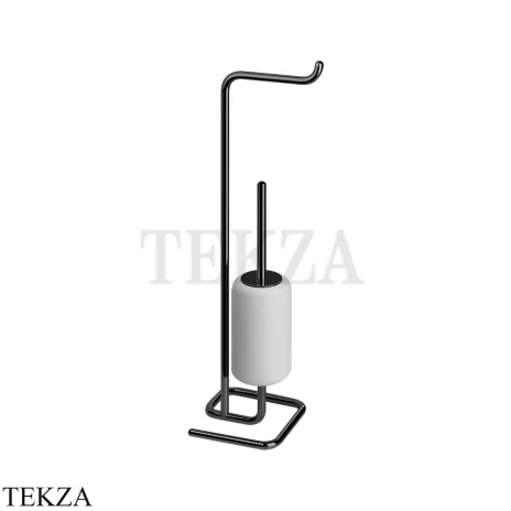 Gessi Goccia Стойка с держателем для туалетной бумаги и ершиком 38067-706, Black Metal PVD