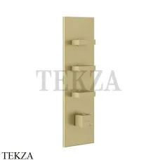 Gessi Rettangolo Wellness Термостат 3 выхода, внешняя часть 43026-727, Brushed Brass Gessi Rettangolo Wellness Термостат 3 выхода, внешняя часть 43026-727, Brushed Brass