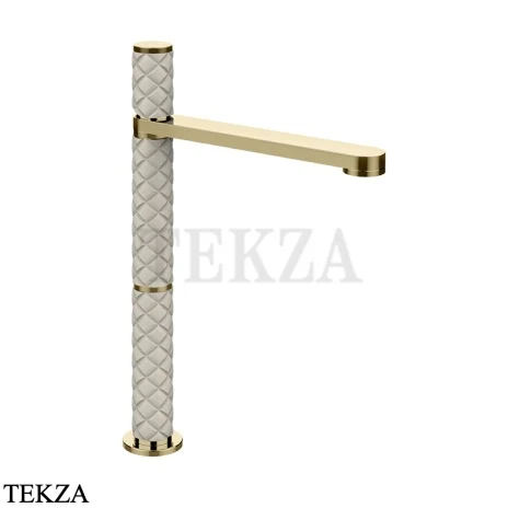 Gessi Pelle Tresse Смеситель для раковины высокий, с донным клапаном 78253-434, Crème/ Brass PVD