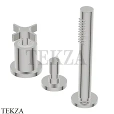 Ritmonio Diametro35 Cross Смеситель на борт ванны, без излива PR53EF201 IX, Brushed steel