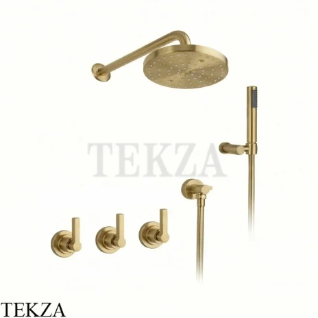 Nicolazzi Mac Kinley 05 Душевой комплект, смеситель, верхний душ, ручной душ 2233EXTOS29, Brushed brass