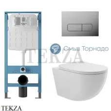 Aqueduto OVO Plus Комплект унитаза торнадо c инсталляцией, кнопка хром глянец AQDS331T, Белый глянец