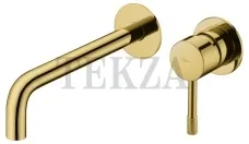 Boheme Uno Смеситель для раковины из стены, комплект с встройкой Uno 465-G Gold Золото глянец
