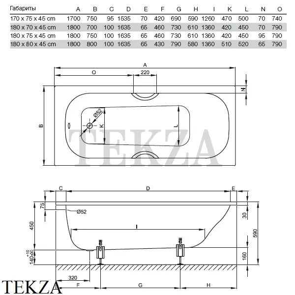 BETTE BETTECLASSIC Ванна прямоугольная, сталь 1270-000, система антишум, белый глянец