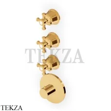 Zucchetti Delfi Термостат для душа, 3 выхода, внешняя часть Z46661.C40, золото глянец