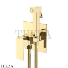 Boheme Qubic Гигиенический душ со смесителем, комплект 477-G, Золото глянец