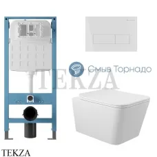 Aqueduto MACIO Plus Комплект унитаза торнадо c инсталляцией, кнопка белый глянец AQDS371T, Белый глянец