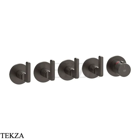 Gessi INCISO SHOWER Термостатический смеситель, 4 потока, внешняя часть 58338-707, Black Metal Brushed PVD