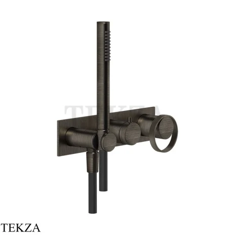 Gessi ANELLO Смеситель для душа 2 потока, с гарнитуром, внешняя часть 63343-187, Aged Bronze