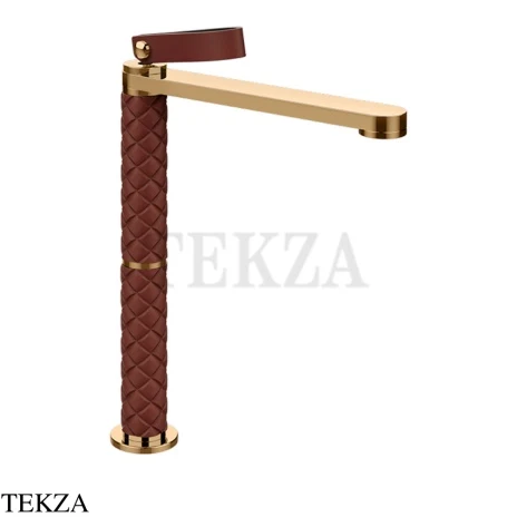 Gessi Pelle Laccetto Смеситель для раковины высокий, с донным клапаном, 78453-430, Red Cherry/ Warm Bronze PVD
