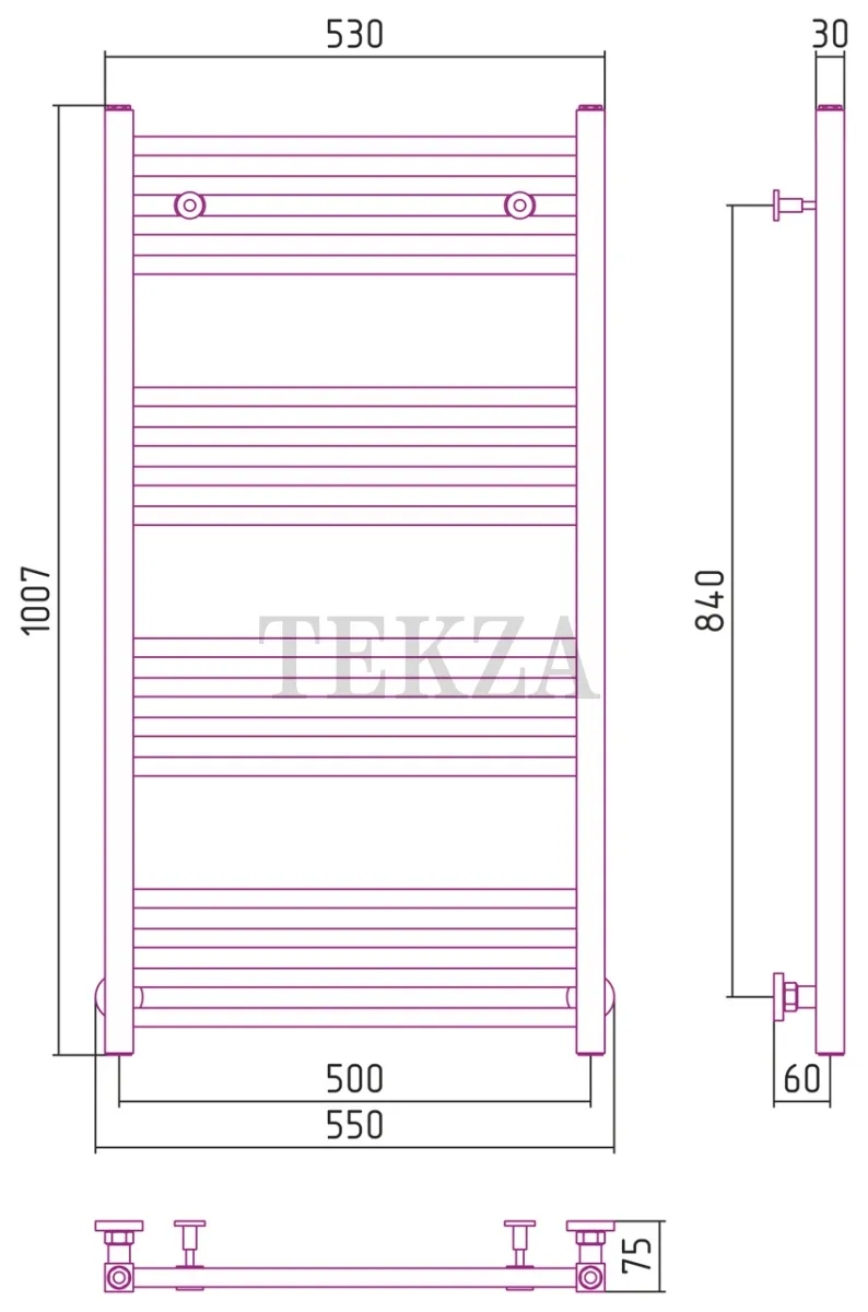 Сунержа Модус 1000х500 полотенцесушитель водяной 12-0250-1050, Белый глянец
