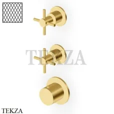 Zucchetti Helm Diagonal Термостат для душа на 2 потока, внешняя часть ZHM802.XP41G3, brushed gold PVD