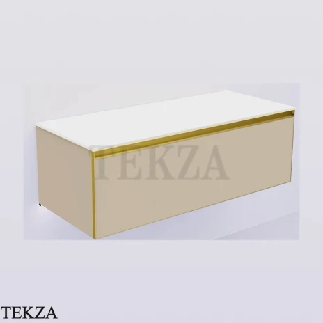 ARMADI ART QUATRO Тумба под раковину 120 см с внутренней подсветкой 790-M1-120-D-MG-LED, DAPHNE (бежево-серый), профиль MATT GOLD (матовое золото)
