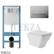 Aqueduto ESTETA Комплект унитаза c инсталляцией, кнопка хром глянец AQDS204, Белый глянец